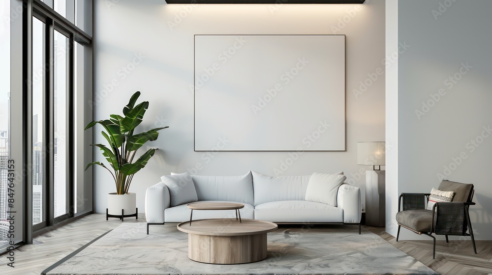 modern interior design room with blank wall, empty wall mockup with minimalistic interior, modern interior, trendy interior design
