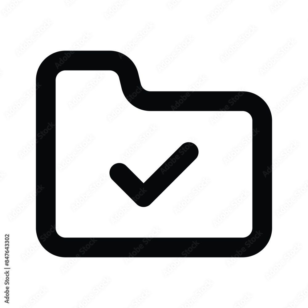 Tick mark sign on folder denoting icon of approved folder in modern style Tick mark sign on folder denoting icon of approved folder in modern style