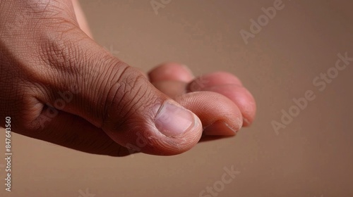 Phalangeal Fracture: The Toe Pain and Discoloration - A person holding their toe with a wince, indicating the pain and possible discoloration of a phalangeal fracture. The toe may appear swollen photo