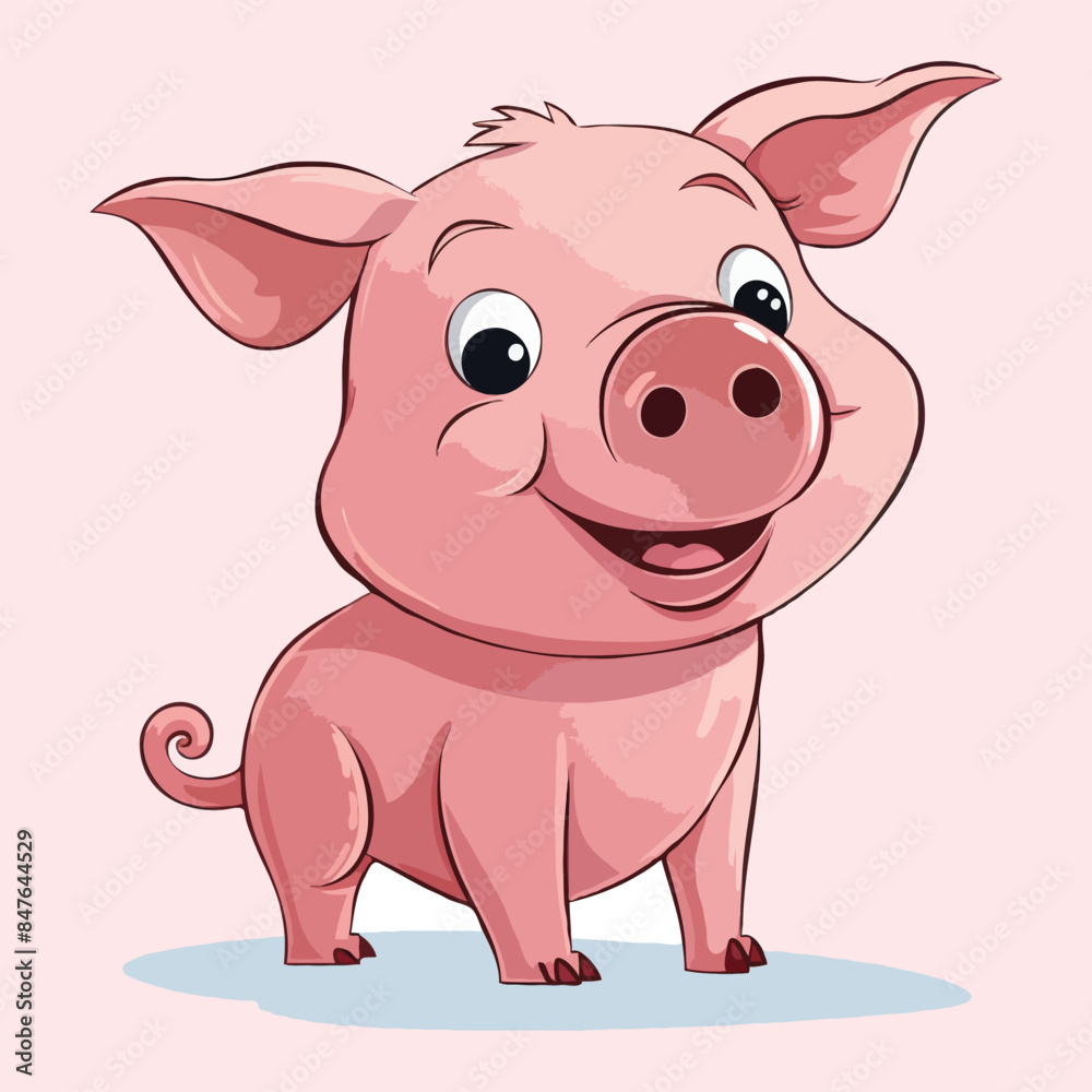 Cute pig 2D cartoon Illustration