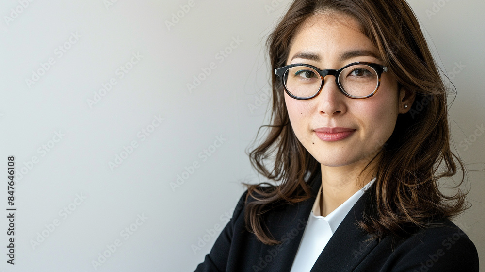 眼鏡をかけた笑顔のビジネスウーマン