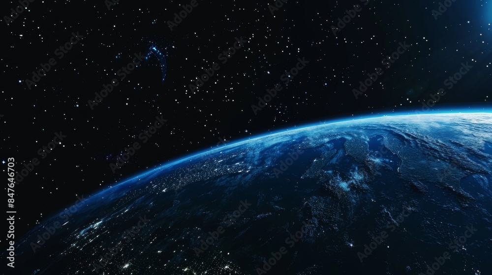 Obraz premium Planet earth. City lights in the night. Top view. illustration generated by ai
