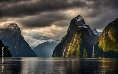 Breathtaking fjords of Milford Sound, New Zealand photo