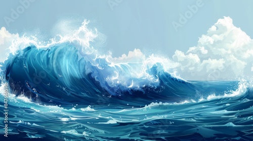 Sea ocean wave nature background illustration generated by ai