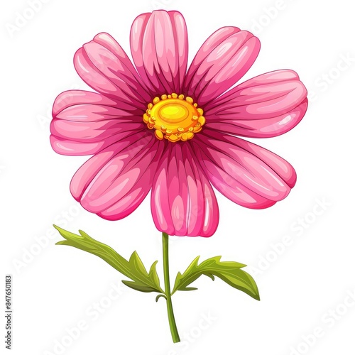 Bright Pink Cartoon Flower Illustration