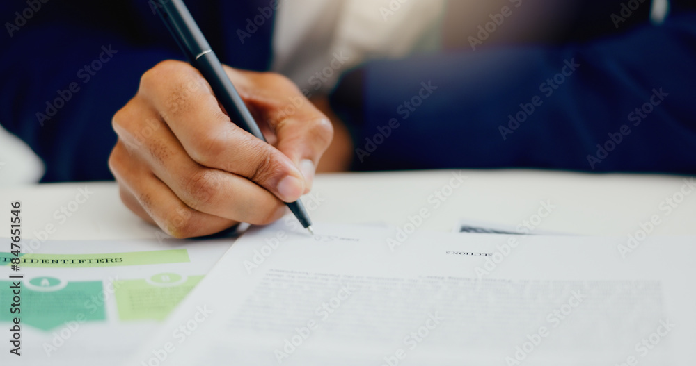 Businessman, hand and signature for document in office with application and legal contract for compliance. Male attorney, fingers and writing on paperwork for policy agreement and partnership deal Businessman, hand and signature for document in office with application and legal contract for compliance. Male attorney, fingers and writing on paperwork for policy agreement and partnership deal