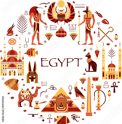 Travel to Egypt Card or Print in Circle Shape