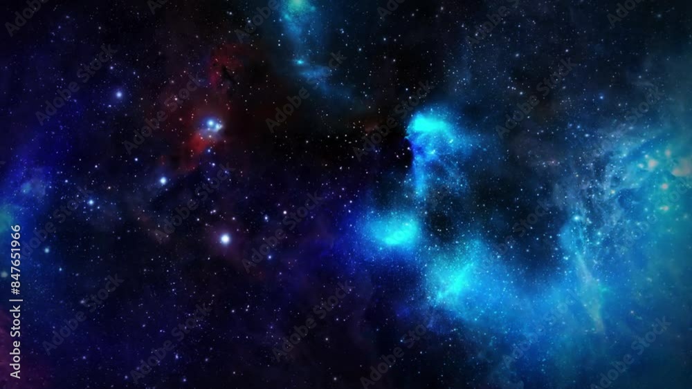 Space Galaxy and Nebulae simulation. Cosmic Galaxy Exploration 4K Backround. Night sky traveling trough universe filled, nebulae and galaxies - 4k Video. Galaxy cosmos nebula space