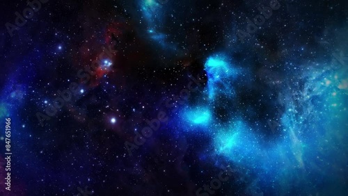 Space Galaxy and Nebulae simulation. Cosmic Galaxy Exploration 4K Backround. Night sky traveling trough universe filled, nebulae and galaxies - 4k Video. Galaxy cosmos nebula space