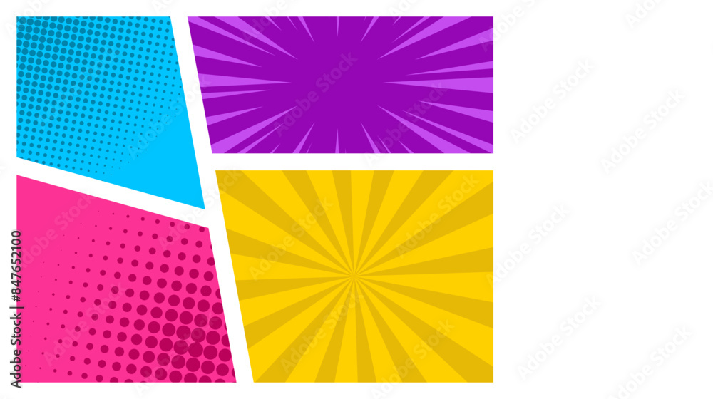 Comic book templates. Comics magazine cover and pages grid layouts Superhero design, frames for dialog, communication boxes of different shape Comic book templates. Comics magazine cover and pages grid layouts Superhero design, frames for dialog, communication boxes of different shape