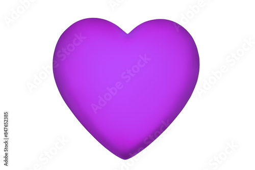 Purple heart white background isolated closeup, blue violet heart, love symbol, Valentines day sign, wedding invitation, greeting card design element, romantic holiday decoration, icon, illustration