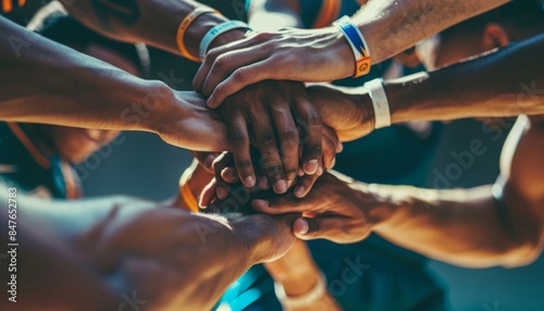 Basketball Team Joining Hands on the Court