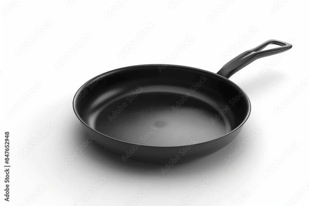Black nonstick frying pan isolated on white background. Simple and clean kitchenware design perfect for cooking. High-quality modern frying pan style for home cooks and chefs. Generative AI Black nonstick frying pan isolated on white background. Simple and clean kitchenware design perfect for cooking. High-quality modern frying pan style for home cooks and chefs. Generative AI