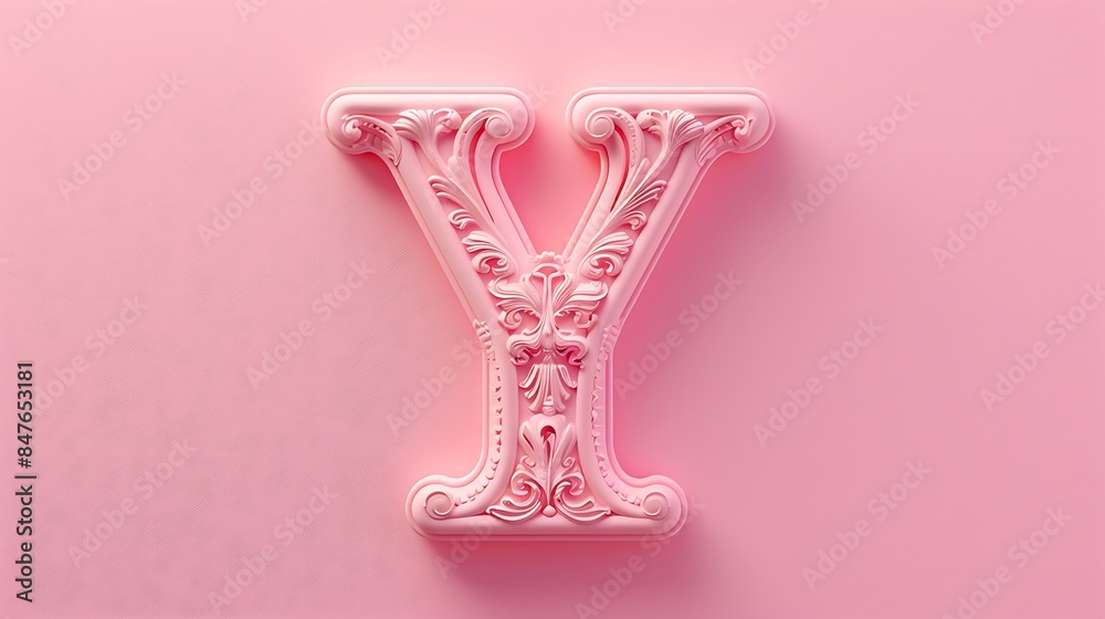 Fototapeta premium Fancy alphabet letters Y on pink background