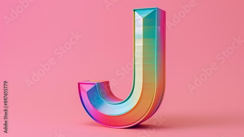 Rainbow Alphabet J letters on pink background