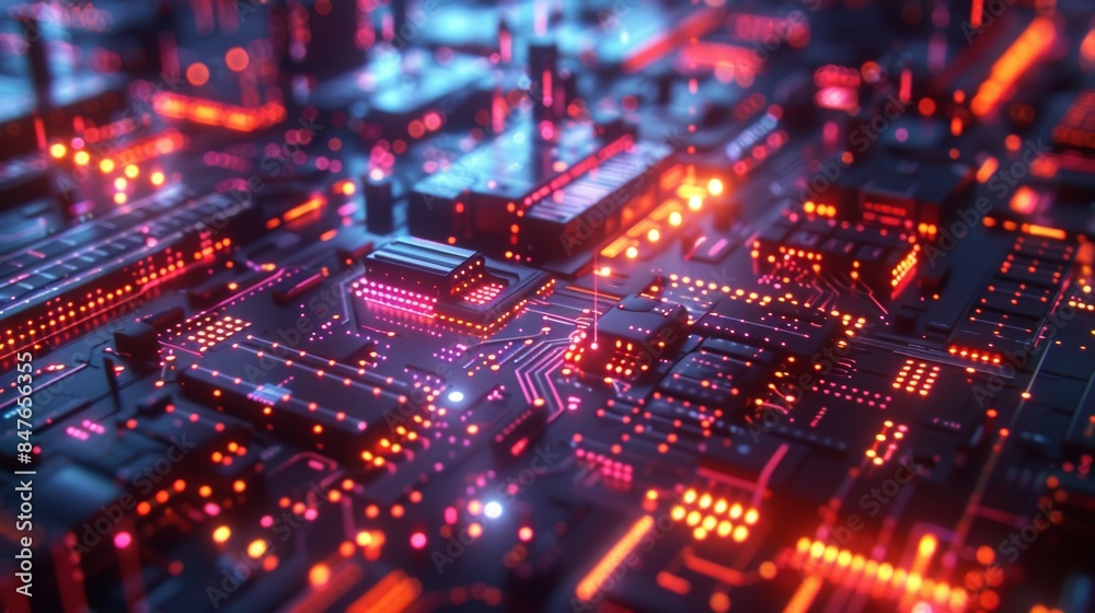 Red abstract circuit board technology backgroundcuit board background Red abstract circuit board technology backgroundcuit board background