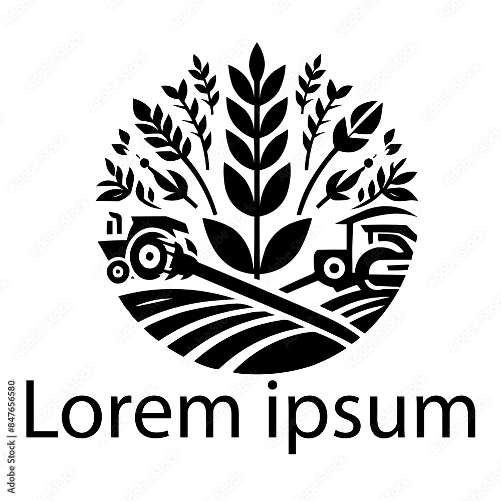 A black agriculture logo on white simple background A black agriculture logo on white simple background