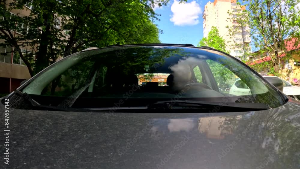 man driving car view through windshield man driving car view through windshield