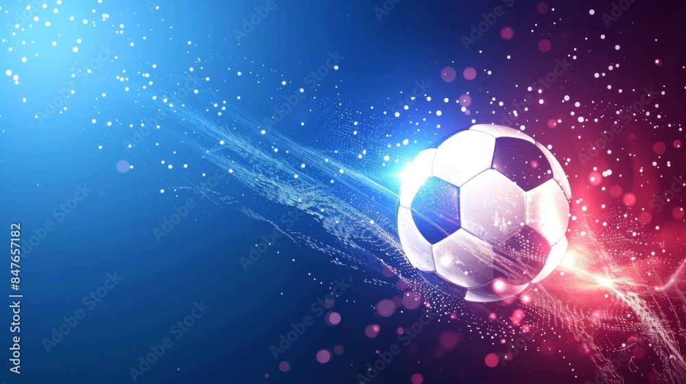 Fototapeta premium Soccer football banner background with ball. Illustration generated by ai.