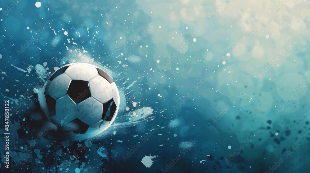 Naklejka premium Soccer football banner background with ball. Illustration generated by ai.