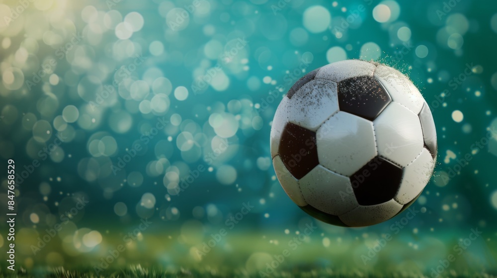 Obraz premium Soccer football banner background with ball. Illustration generated by ai.