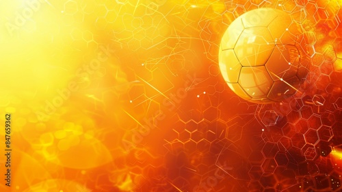 Soccer football banner background with ball. Illustration generated by ai.