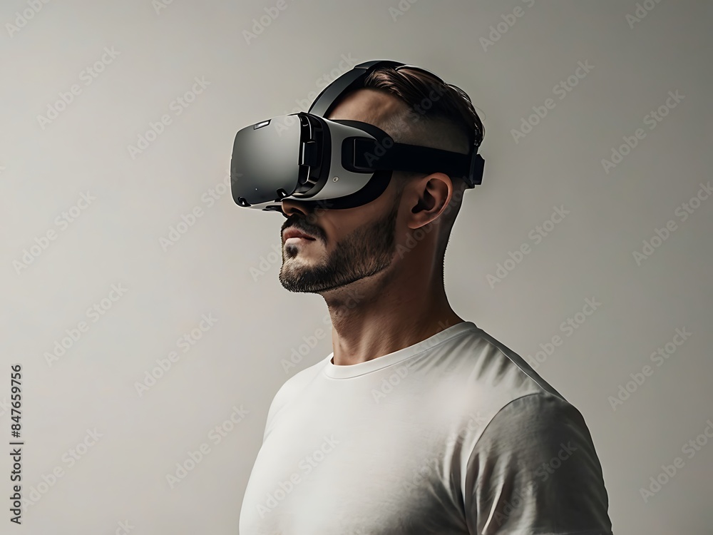 Fototapeta premium 3D render of VR headset with goggles