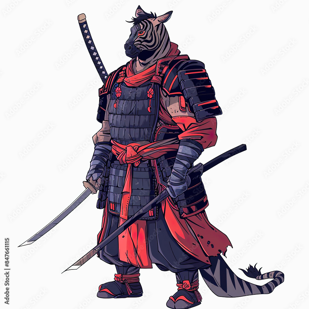 Zebra Samurai Warrior Wielding Katana Sword cartoon. Zebra Samurai cartoon design Zebra Samurai Warrior Wielding Katana Sword cartoon. Zebra Samurai cartoon design