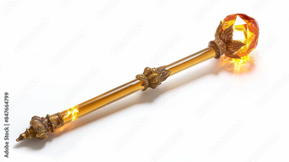 illuminated ceremonial scepter Isolated on white background. fantasy concept for designer illuminated ceremonial scepter Isolated on white background. fantasy concept for designer