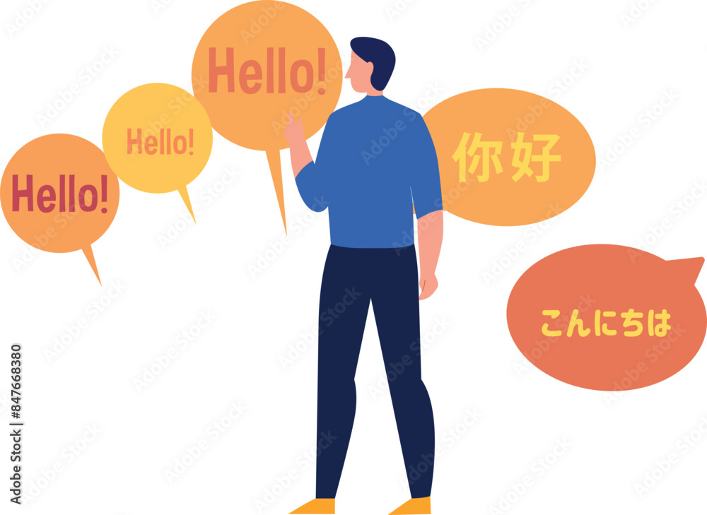A boy is looking at a foreign language words. A boy is looking at a foreign language words.