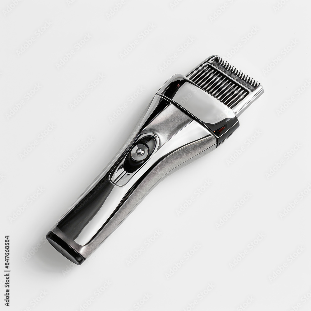 Obraz premium Hair clipper, trimmer close-up, isolated on a white background. Illustration for presentation, sale, advertising of hair care tools
