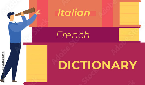 A boy is looking through spyglass.