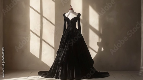 black color long stylish dress photo
