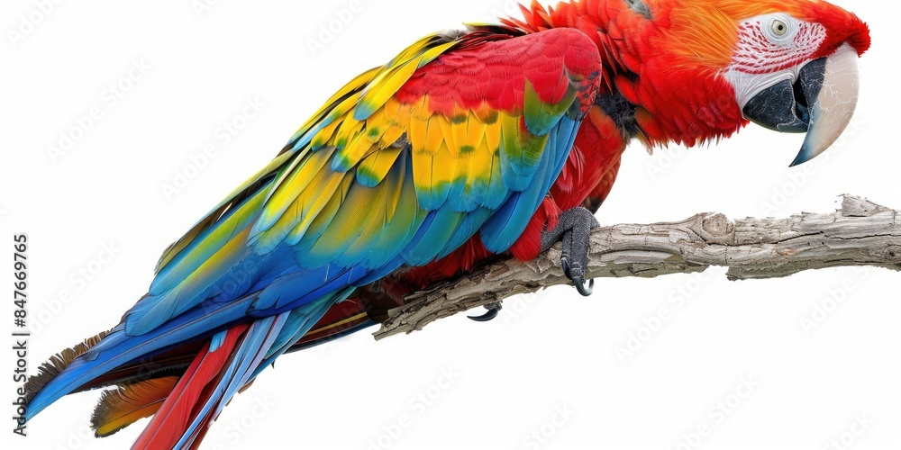 Fototapeta premium Cartoon Parrot with Bright Feathers