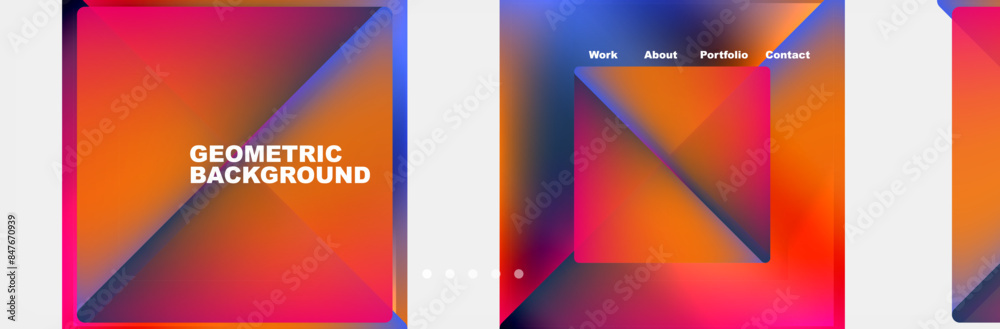 Colorful fluid gradient triangles and squares web site template. Vector Illustration For Wallpaper, Banner, Background, Card, Book Illustration, landing page Colorful fluid gradient triangles and squares web site template. Vector Illustration For Wallpaper, Banner, Background, Card, Book Illustration, landing page