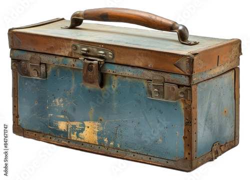 Blue. Collar Workerâ€™s Toolbox. Isolated on a Transparent Background. Cutout PNG.