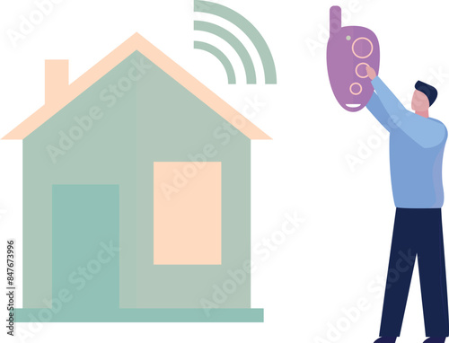 Boy is installing wireless lock for house.
