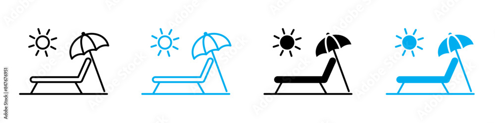 Beach Chair with Umbrella Icon Ideal for Vacation and Leisure Themes Beach Chair with Umbrella Icon Ideal for Vacation and Leisure Themes