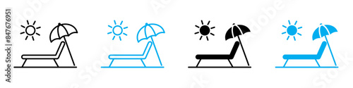 Beach Chair with Umbrella Icon Ideal for Vacation and Leisure Themes