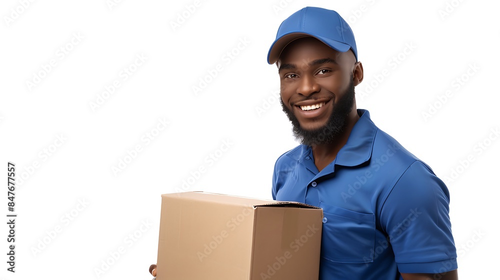 Smiling Delivery Man Holding a Package