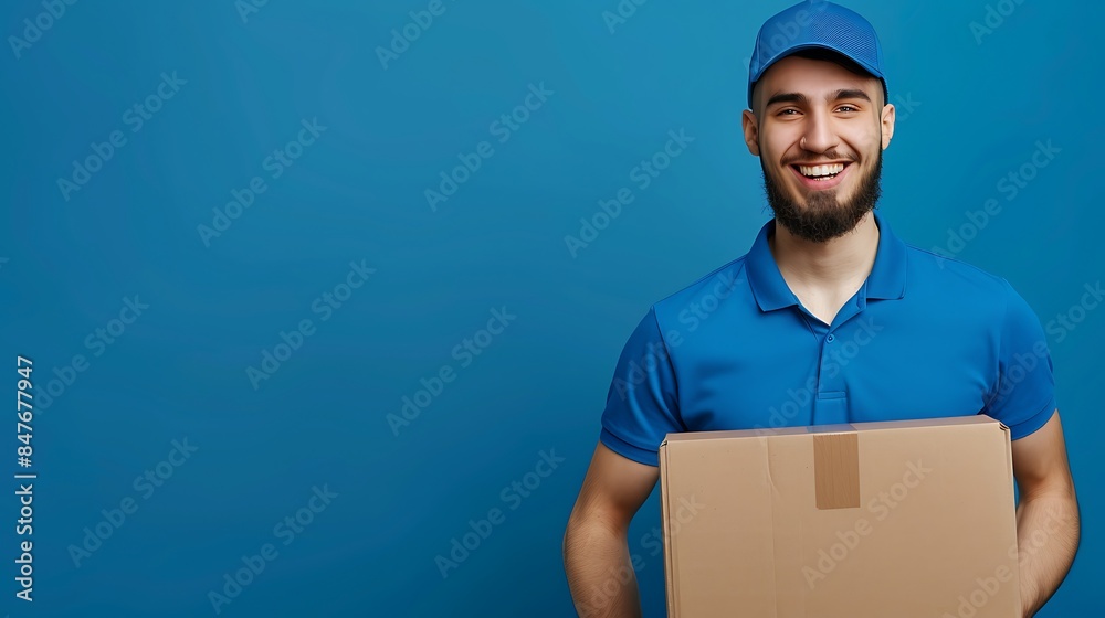 Smiling Delivery Man Holding a Package Smiling Delivery Man Holding a Package