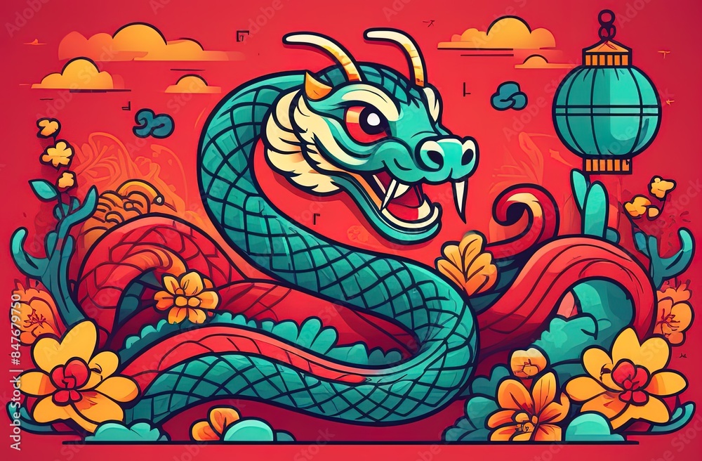 2025 year of the snake chinese new year. Chinese New Year red. 2025 Year of the Snake. Asian Traditional graphic. Season greeting card. 12 china zodiac
