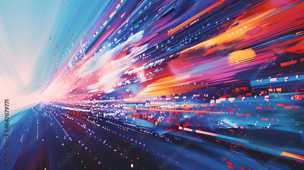 Abstract technology background of high speed global data transfer Oil color painting. Generative AI. Abstract technology background of high speed global data transfer Oil color painting. Generative AI.