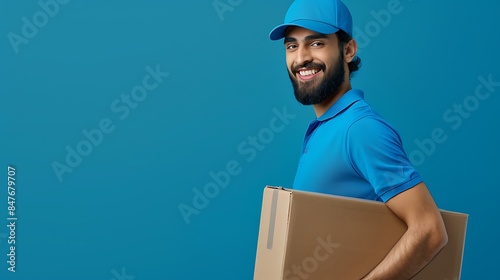 Smiling Delivery Man Holding a Package