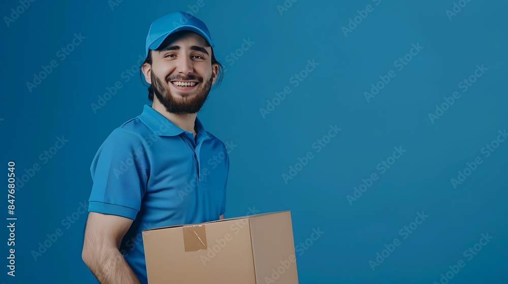 Smiling Delivery Man Holding a Package Smiling Delivery Man Holding a Package