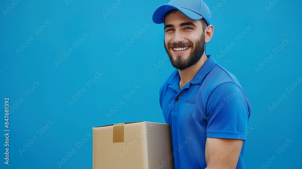 Happy Delivery Man Holding a Package Happy Delivery Man Holding a Package