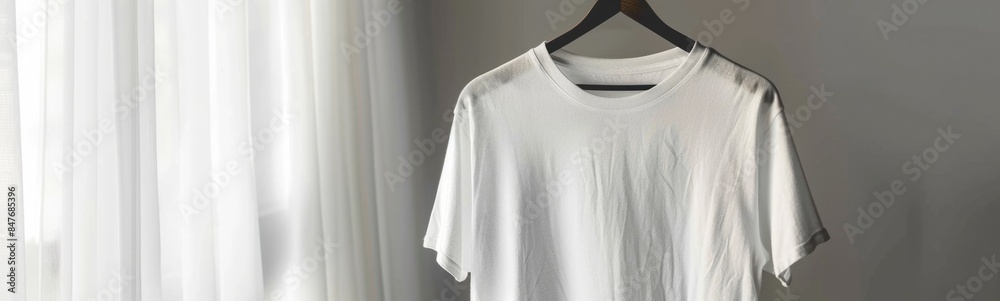 White shirt on a hanger against a wall White shirt on a hanger against a wall