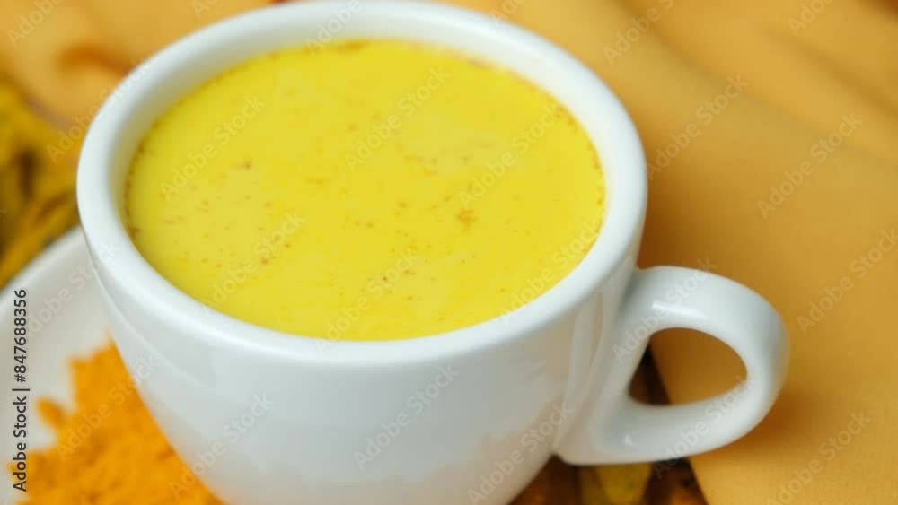Traditional Ayurvedic drink golden milk with turmeric, black pepper and ginger. Traditional Ayurvedic drink golden milk with turmeric, black pepper and ginger.