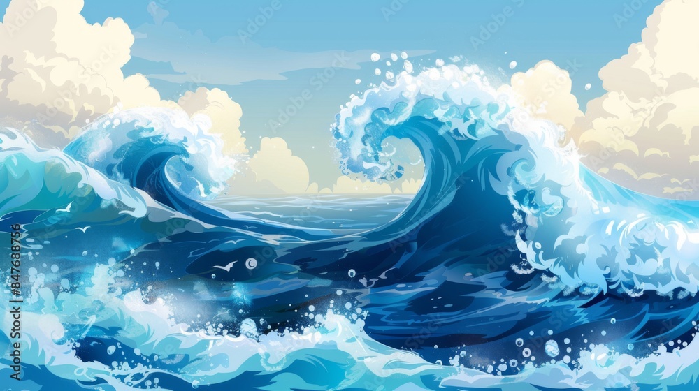 Sea ocean wave background illustration generated by ai