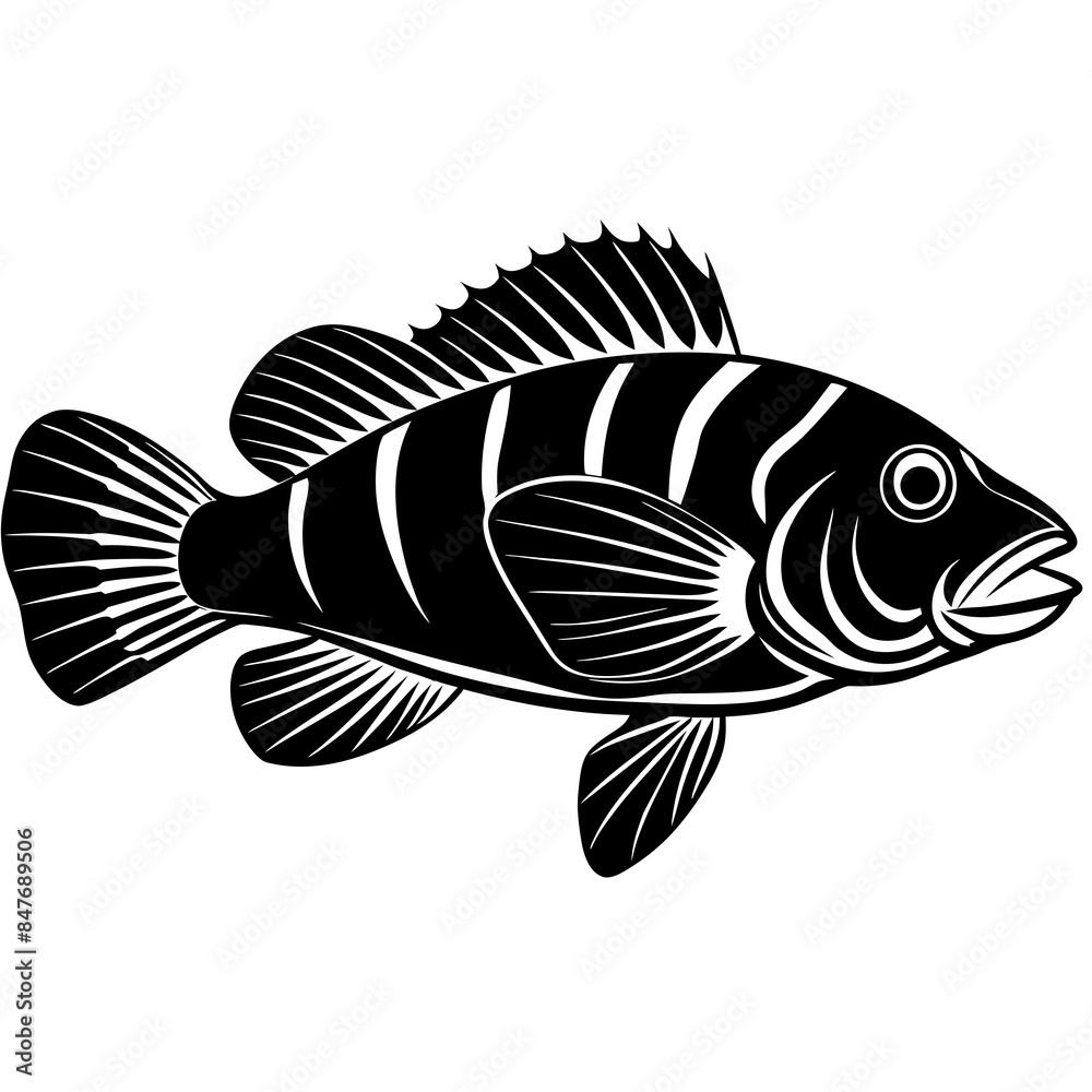 Wrasse fish silhouette vector art illustration. Wrasse fish silhouette vector art illustration.
